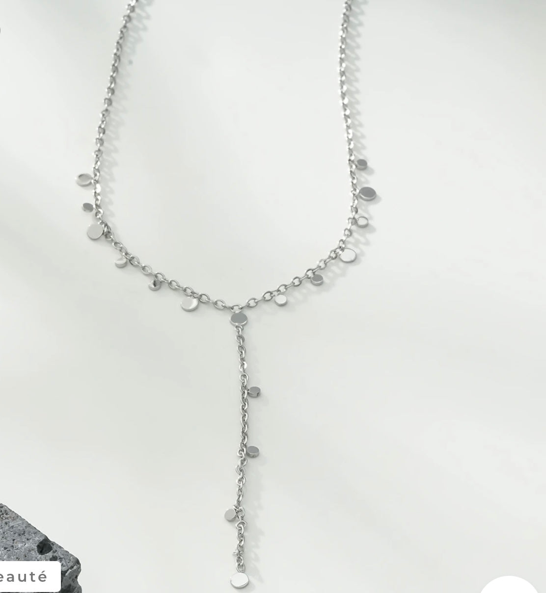 Collier argenté chaine forme y